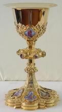 Solid silver gilt antique French Gothic Chalice.